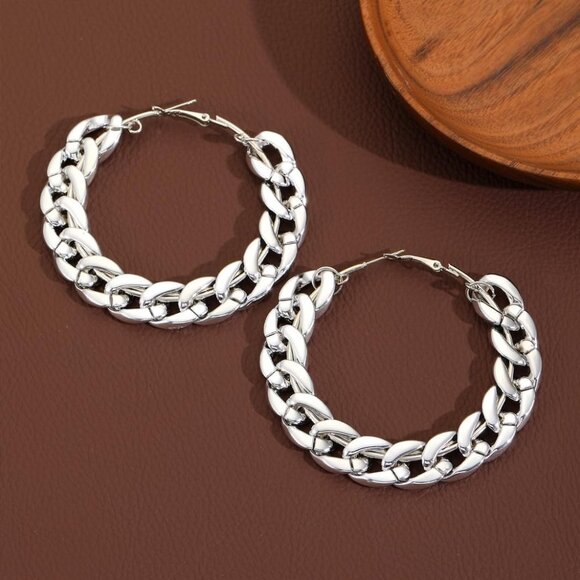 Minimalist Chunky Huggie Hoop Earrings - Perfect for Workdays & Celebrations - Picture 5 of 8